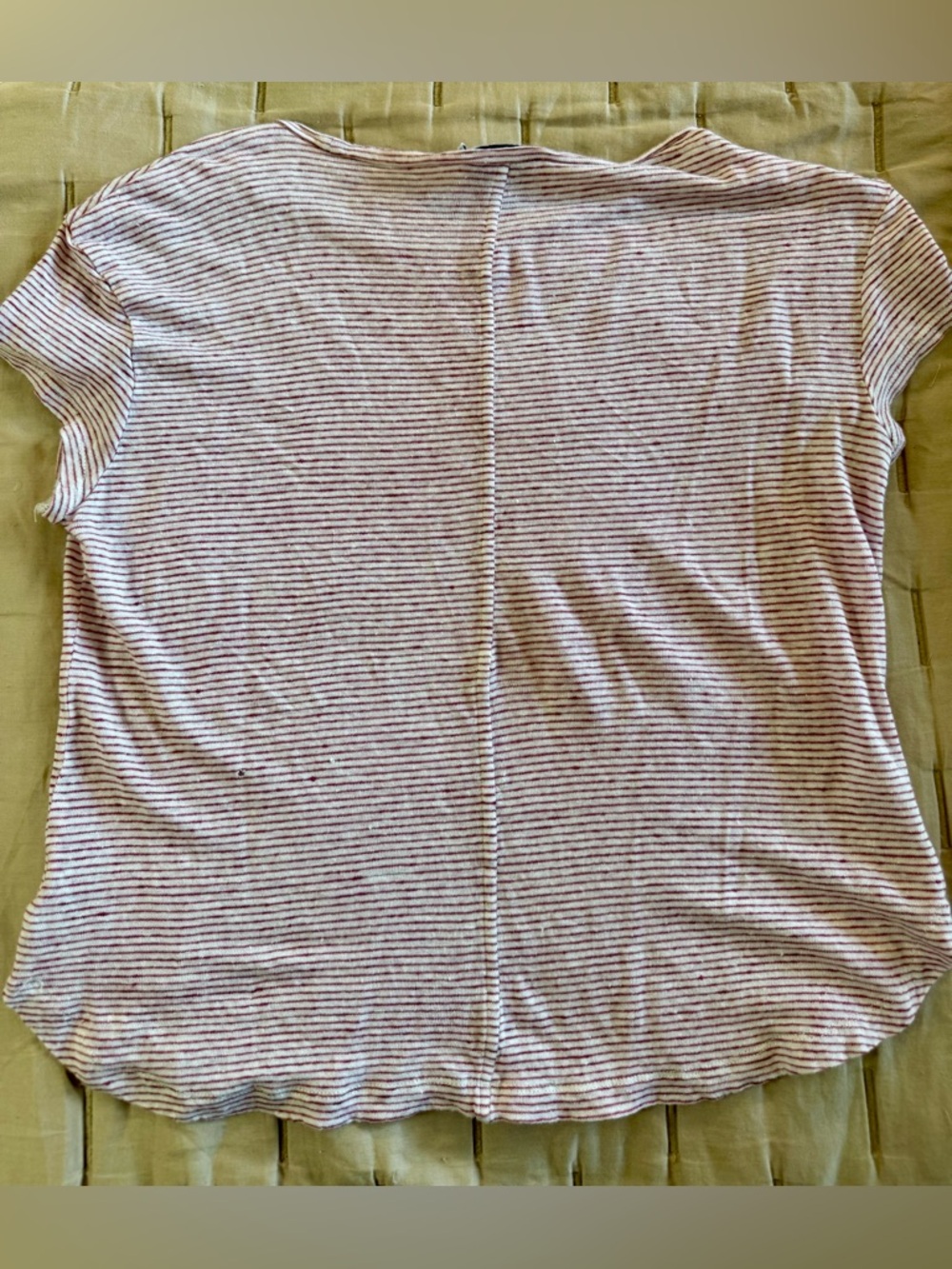 Frame Denim Red & White Striped 100% Linen Short Sleeve Crew Tee - Picture 2 of 6